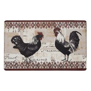 Rooster Window Kitchen Curtains Printed - 30" (W) x 20" (L) Anti-Fatigue Mat,